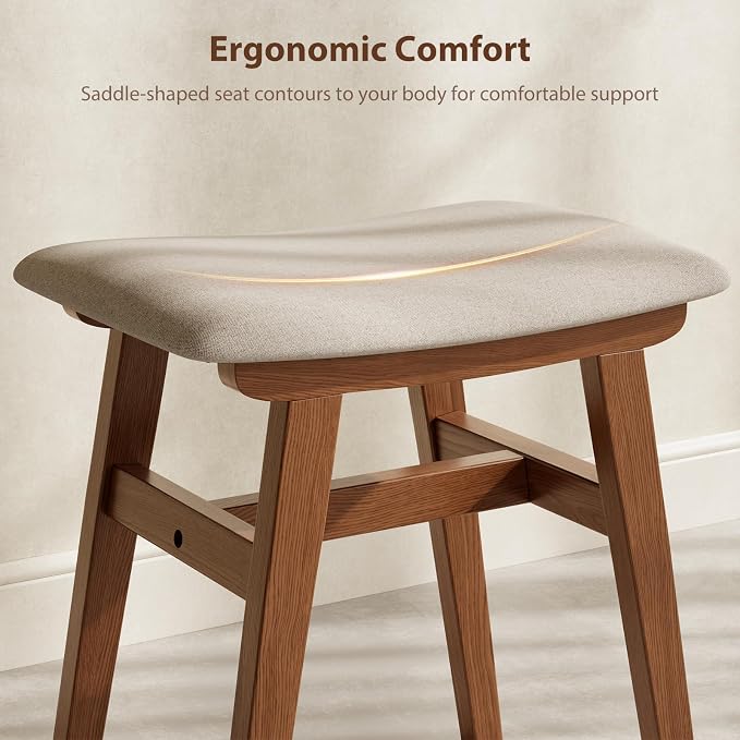 Muwuele Solid Wood Vanity Stool, Compact Makeup Chair - Image 5