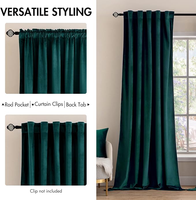 MIULEE Velvet Curtains 90 inches 2 Panels Luxury Blackout Curtains - Image 2