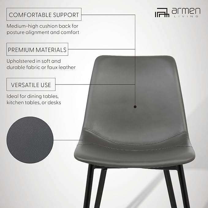 Armen Living Monte Mid Century Modern Dining Accent Chair - Image 4