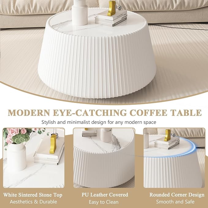26.77" Marble Coffee Table, Modern Cup Shaped Coffee Table - Image 5