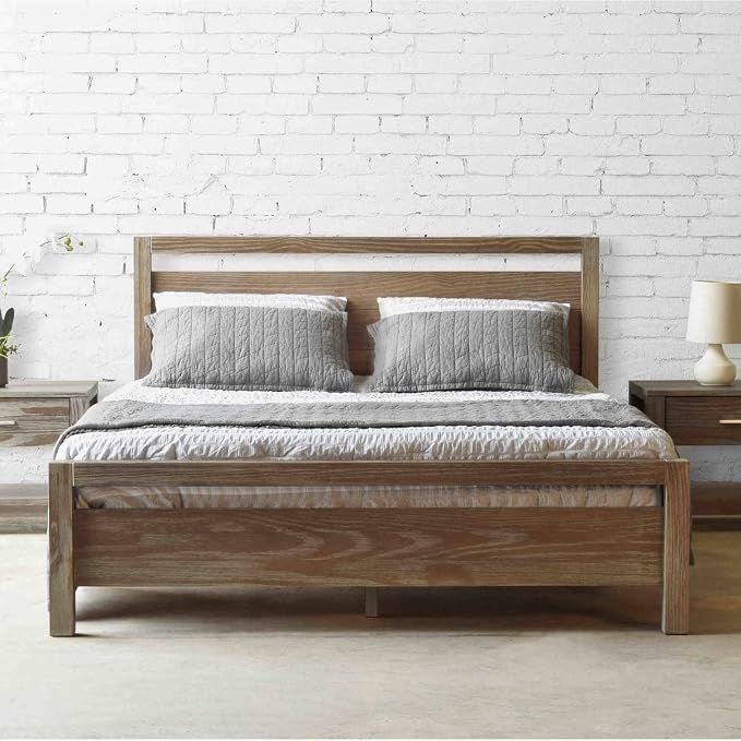 Grain Wood Furniture Loft King Size Solid Wood Bed, Weathered Pine by GrainWoodFurniture