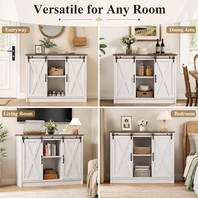 4 EVER WINNER Farmhouse Coffee Bar Cabinet, Coffee Station Cabinet - Image 4