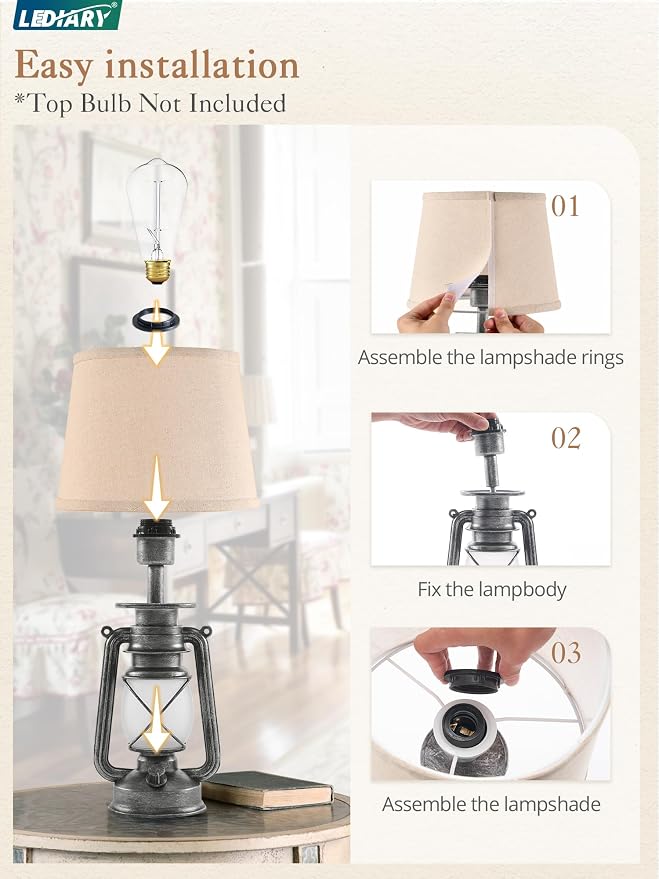 LEDIARY 18.72" Sliver LED Lantern Flickering Flame Table Lamps - Image 6