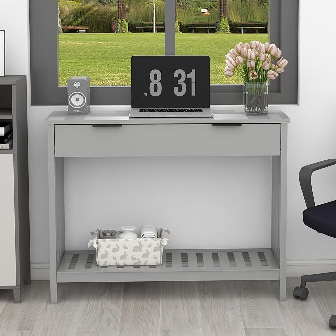 TaoHFE Entryway Table with Storage, Modern Sofa Table with Slatted Frame - Image 5