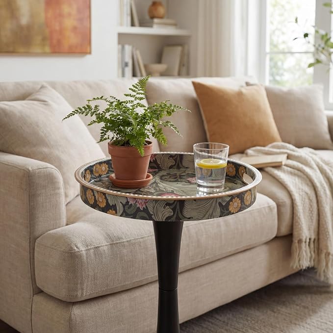 Gesodant Boho Chic Round Side Table, Stable Hourglass Pedestal Base, Unique - Image 9