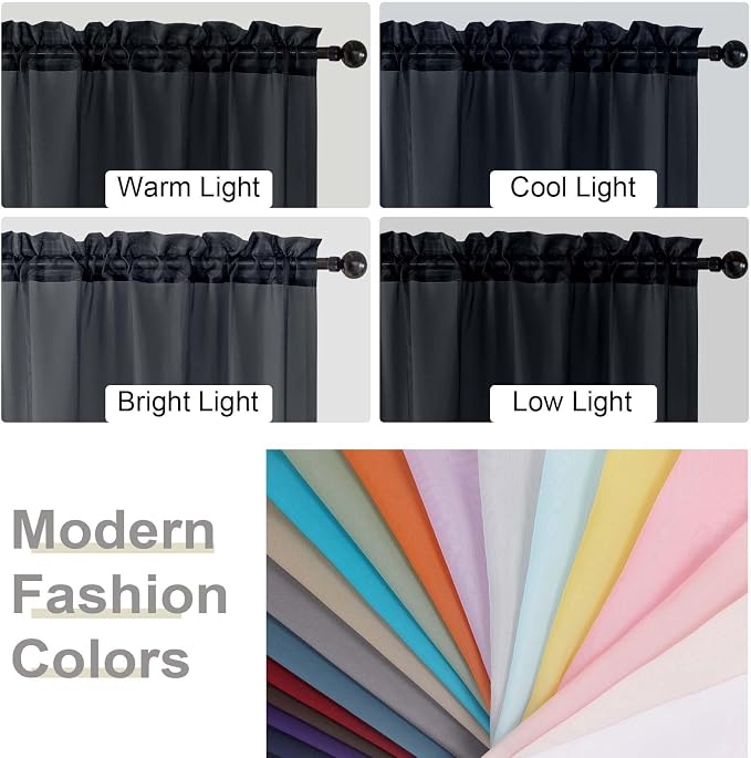 Sheer Black Curtains for Bedroom Living Room 54 Inch Length 2 Panels Set - Image 7