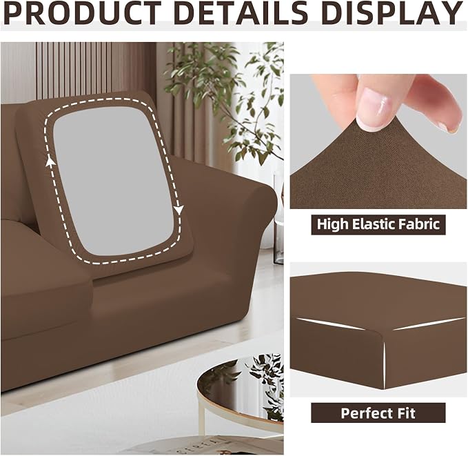 Easy-Going 5 Pieces Stretch Loveseat Cover Washable Loveseat Slipcover Set - Image 6
