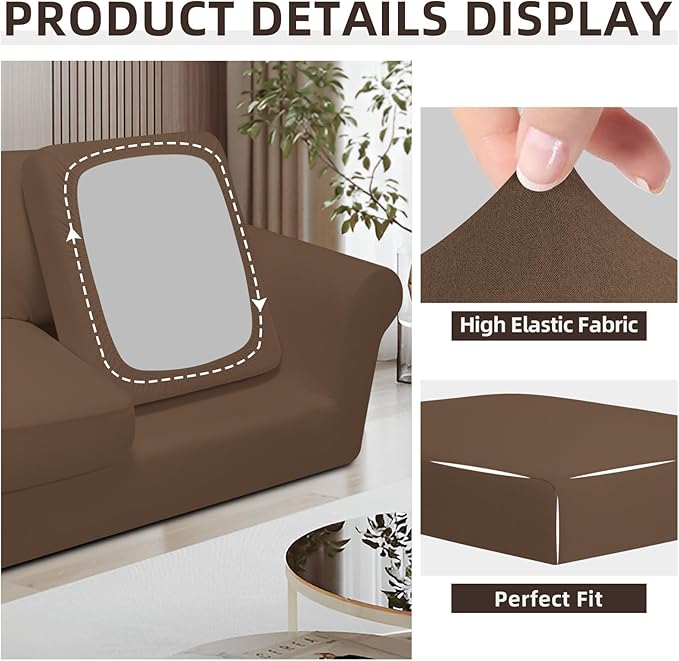 Easy-Going 7 Pieces Stretch Couch Cover Washable Sofa Cover Set - Image 6