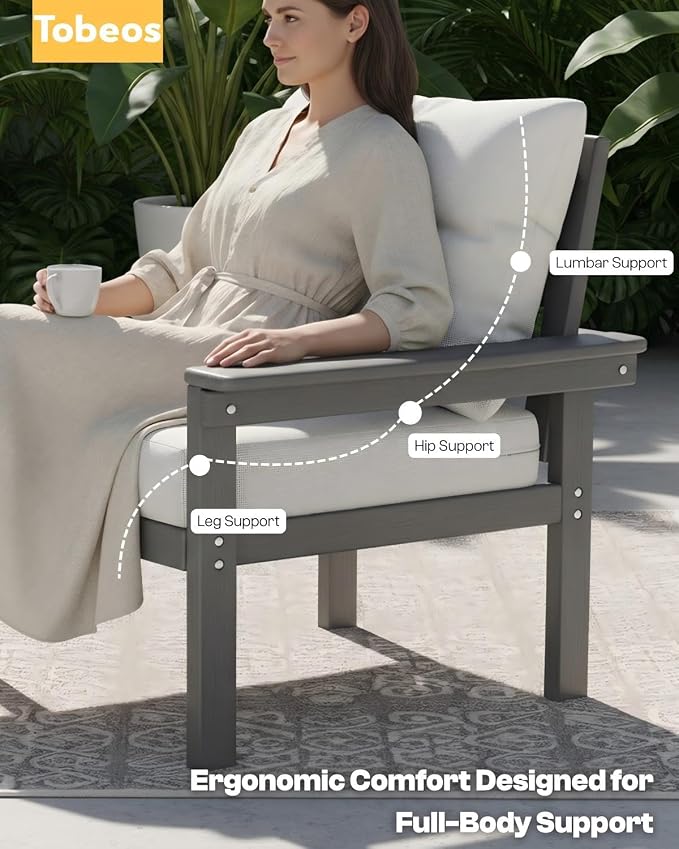 HDPE 4 Piece Patio Furniture Set, All-Weather Outdoor Couch - Image 3