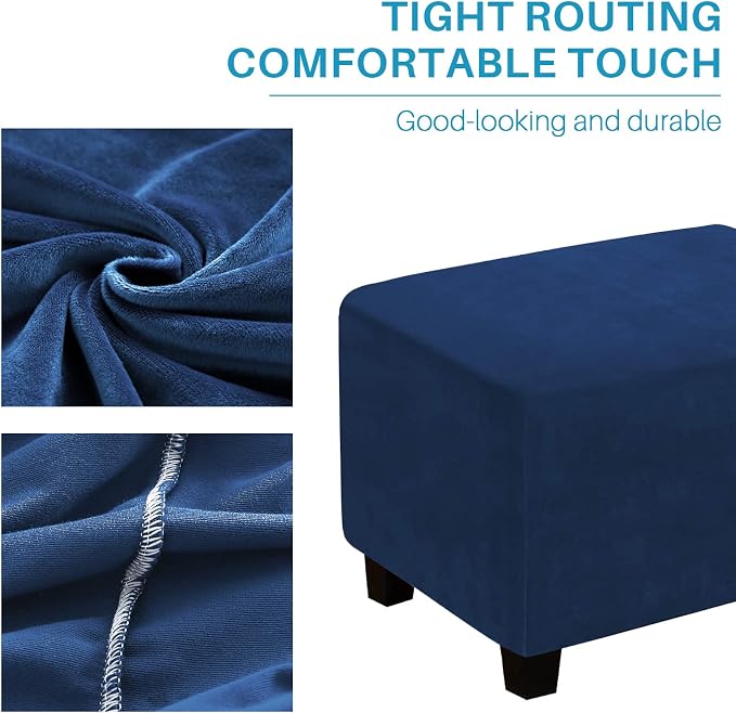 Ottoman Cover, Stretch Rectangle Velvet Ottoman Slipcovers of Foot Stool - Image 6
