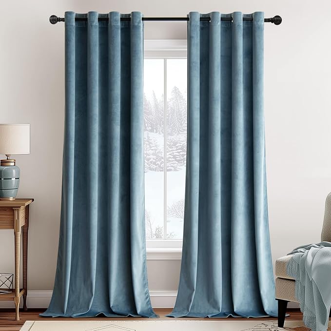 MIULEE Elegant Velvet Curtains Dark Slate Grommet Curtain Thermal Insulated by MIULEE