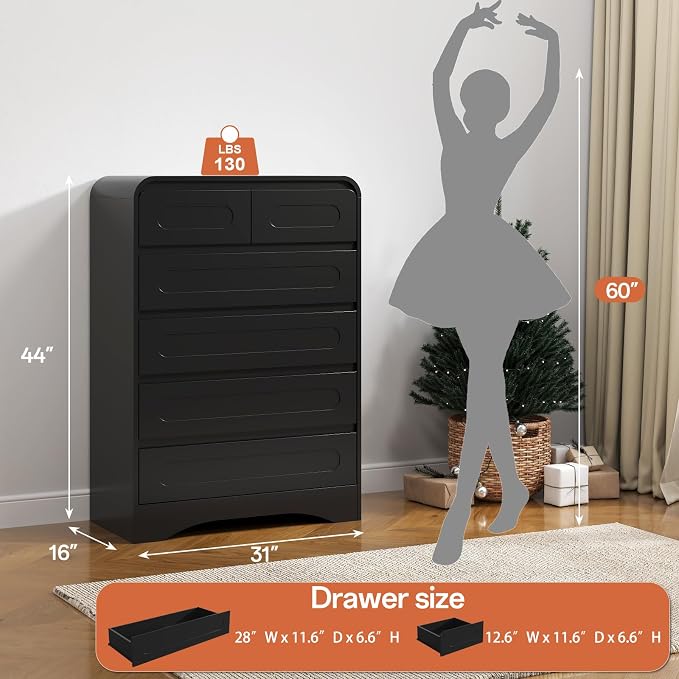 4 Pcs Bedroom Set, Dresser and Nightstand Sets, Including Modern Wooden Tall 6 - Image 2
