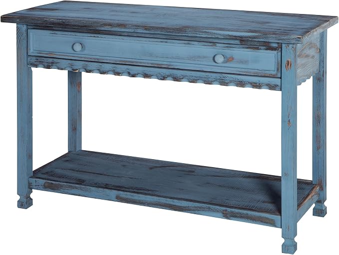 Alaterre Furniture Rustic Cottage Media Console Table, Antique Blue - Image 8