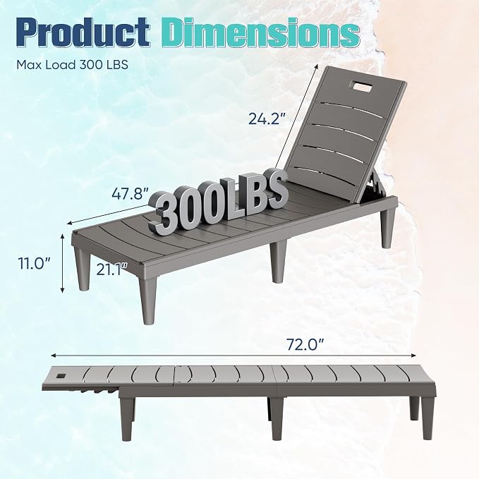 Devoko Outdoor Chaise Lounge Chair Set of 2 - Image 2