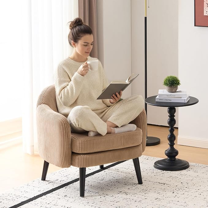 VINGLI 30.3" Wide Modern Barrel Accent Armchair by VINGLI