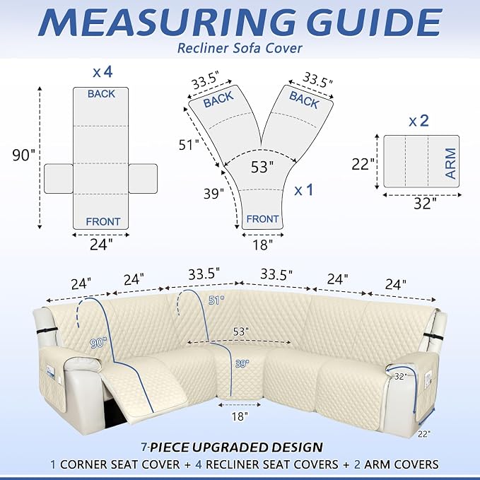 Arfntevss Recliner Sectional Couch Covers 1OO% Waterproof L Shape Sofa Cover - Image 2