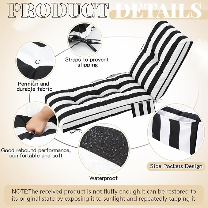 Kigley Outdoor Chaise Lounge Cushions - Image 3