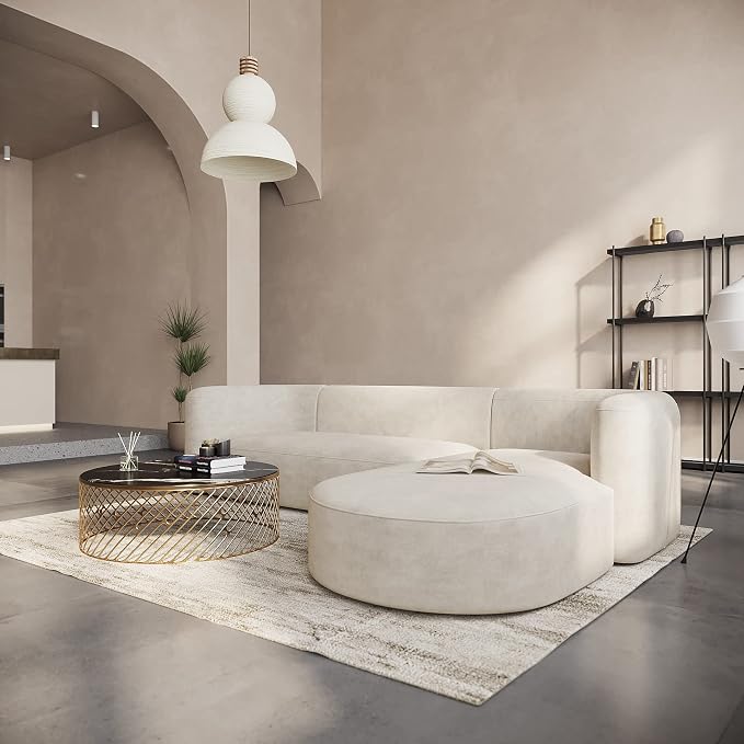 Acanva Luxury Modern Tight Curved Back Velvet Sofa, Minimalist Style Comfy Couch - Image 3