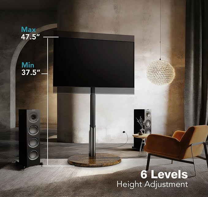 Mobile TV Stand with Power Outlet, Rolling TV Cart - Image 4