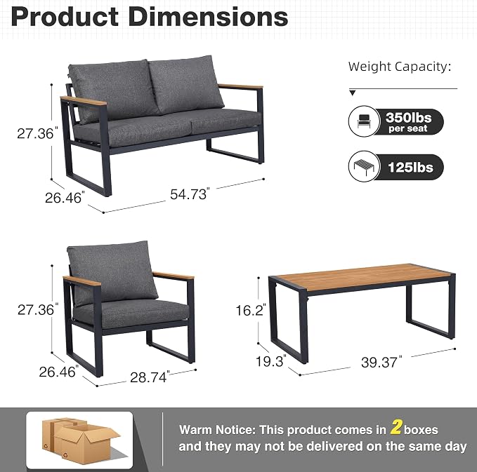Patio Furniture Set, 4 Pieces Outdoor Patio Furniture - Image 2
