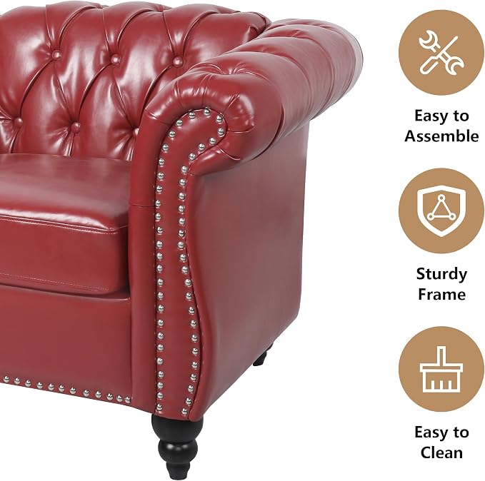 AVZEAR Leather Upholstered Armchair, Single Sofa Chair - Image 4