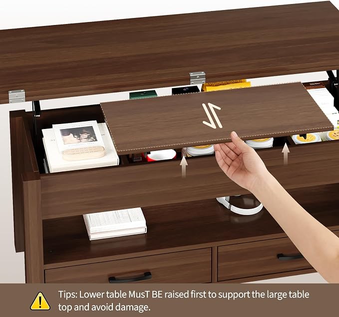 Garvee 40" Coffee Table Lift Top, Converts to Dining Table - Image 6