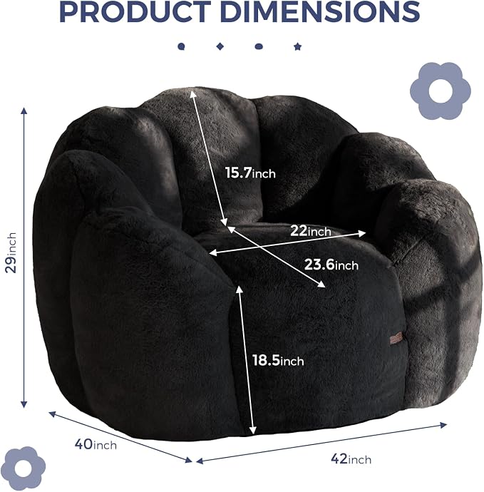 MAXYOYO Bean Bag Chair for Adults, Floral Shaped Bean Bag Sofa, Ultra Soft Faux - Image 2