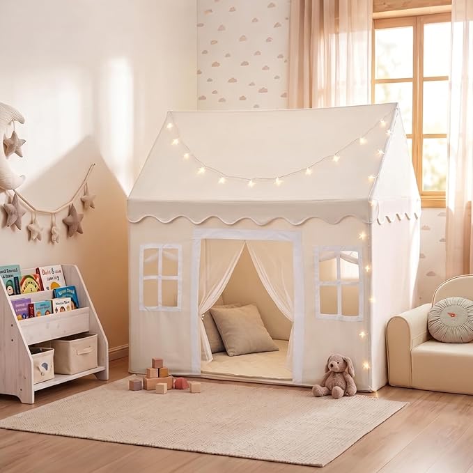 Tiny Land Play Tent with Padded Mat & LED Lights, Kids Tent, Playhouse - Image 2