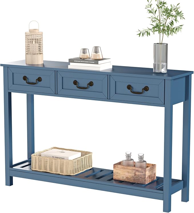 ChooChoo Console Table with 3 Drawers, Rustic Entryway Table, Narrow Long Sofa - Image 5