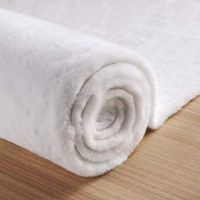ORINOVA White Washable Faux Fur Area Rug - Image 8