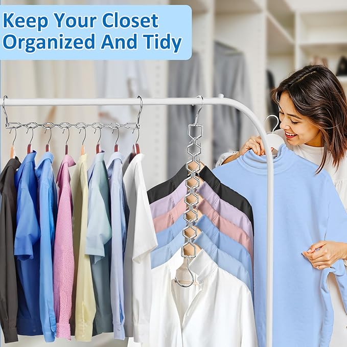 Space Saving Hangers for Clothes 6 Pack, Sturdy Metal Hangers Heavy Duty Magic - Image 6
