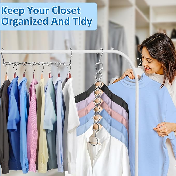 12 Pack Space Saving Hangers for Clothes, Sturdy Metal Hangers Heavy Duty Magic - Image 6