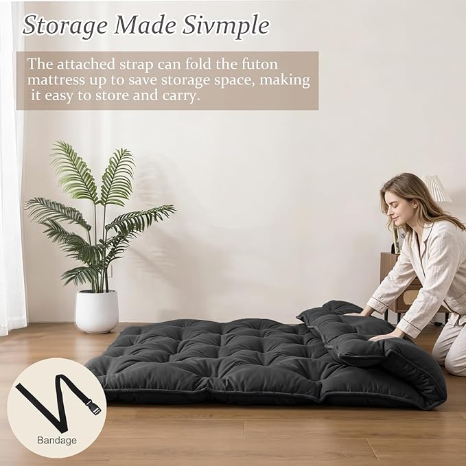 SHOUREN Japanese Futon Mattress Floor Mattress 3" Tatami Mat, Shredded Memory - Image 2
