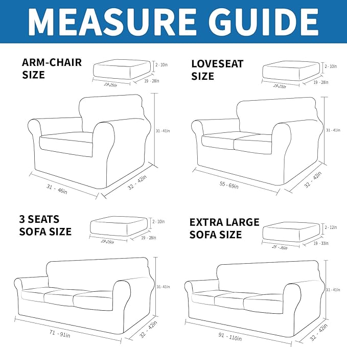 XINEAGE 2026 New 4 Pieces Extra Large Couch Covers - Image 6