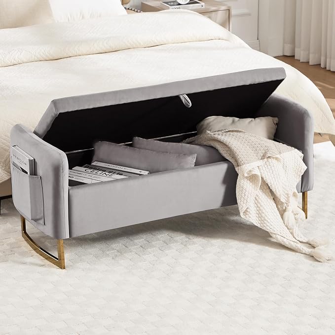 48" End of Bed Bench, Modern Storage Benches - Image 7
