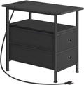 HOOBRO End Table with Charging Station, Narrow Side Table, Nightstand with 2 by HOOBRO