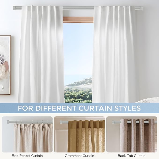 VOIIY Silver Curtain Rods for Windows 18 to 42 Inch, Size:18-42 Inch, Antique - Image 6