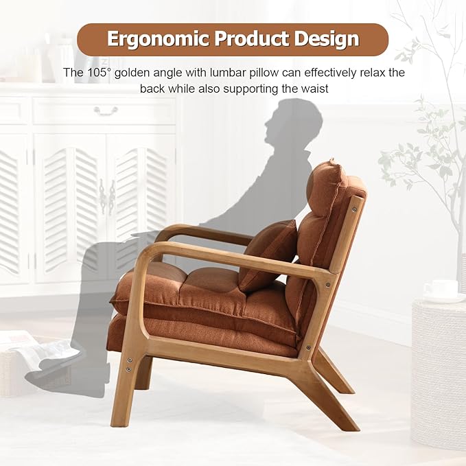 INZOY Accent Chairs Set of 2, Mid Century Modern Accent Chair - Image 4