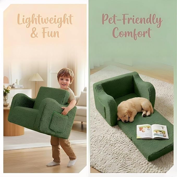 MOMCAYWEX Kids Sofa, 2-in-1 Flip-Out Foam Couch - Image 4