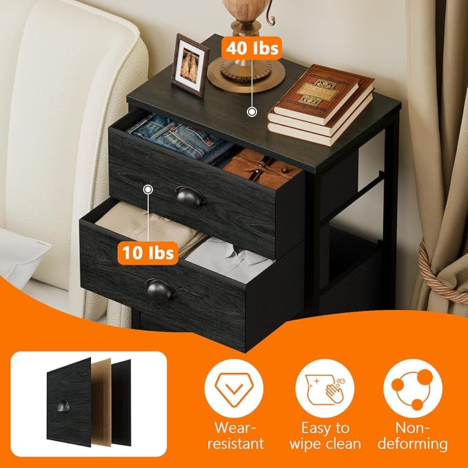 Furnulem Tall Dresser with 6 Drawers, Vertical Bedside End Table & Chest - Image 8