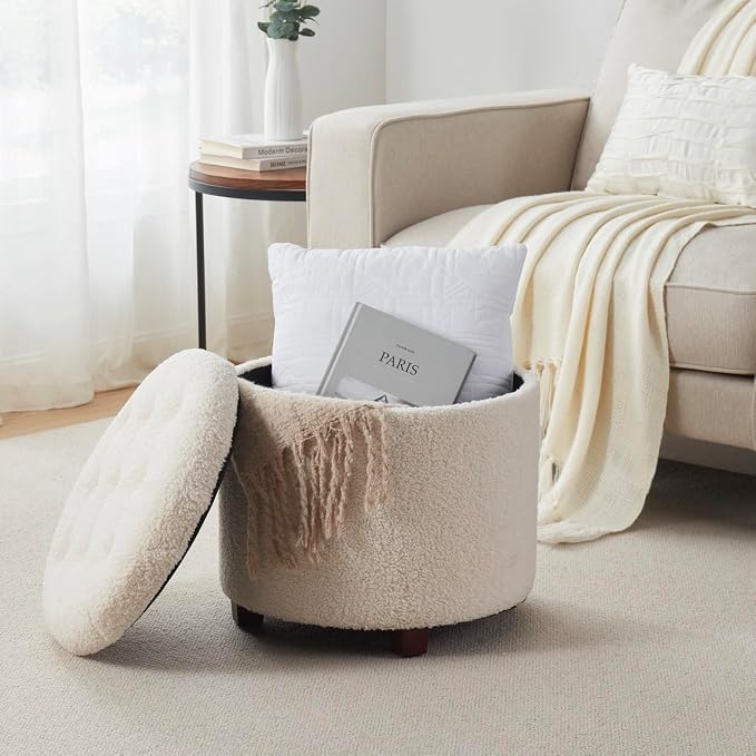 Ornavo Home Round Storage Ottoman - Image 4