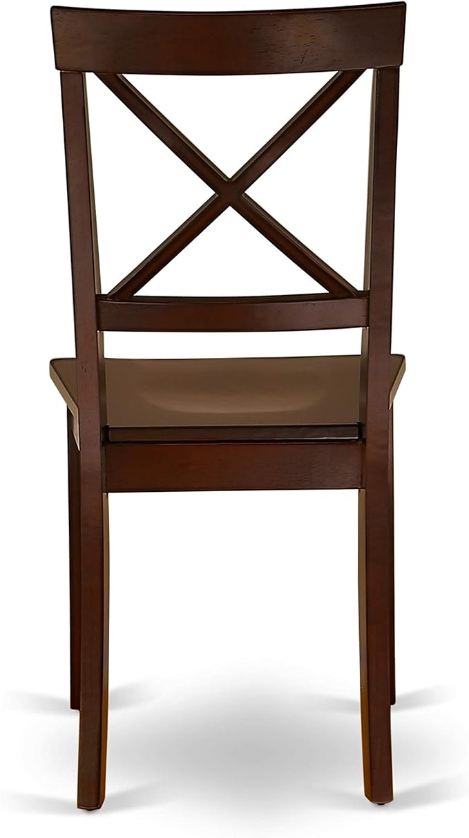 East West Furniture DLBO5-MAH-W 5 Piece Dining Room Table Set Includes a Round - Image 9