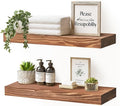 17x8x1.6 inch Floating Shelves Set of 2 – Solid Wood Rustic Brown Wall Mounted by YLYHSST