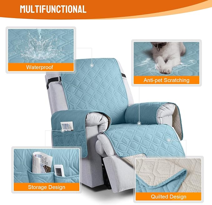 VANSOFY 100% Waterproof Recliner Chair Covers, Recliner Cover Non-Slip Dog - Image 4