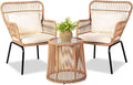 3 Piece Outdoor Wicker Furniture Bistro Set, Rattan Chairs Conversation Sets by HOMEZILLIONS