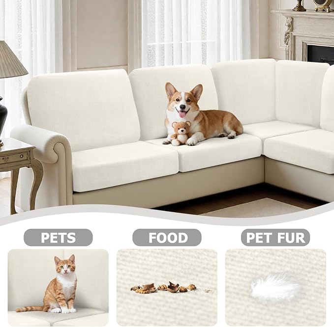 Arfntevss Velvet Corner Sectional Couch Covers Slipcovers L Shape Couch Cushion - Image 6