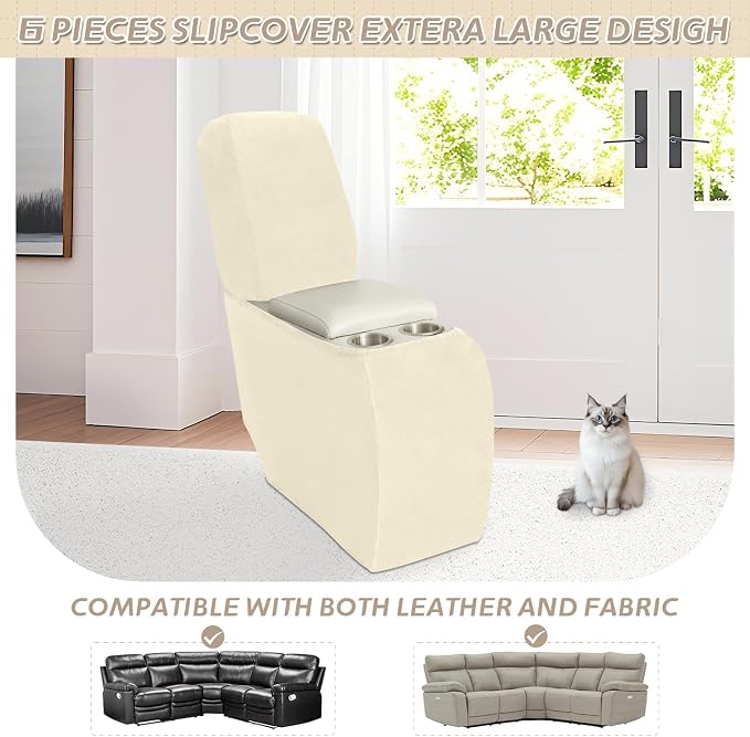 Arfntevss Sectional Recliner Couch Covers Velvet Corner Sectional Sofa Cover - Image 3