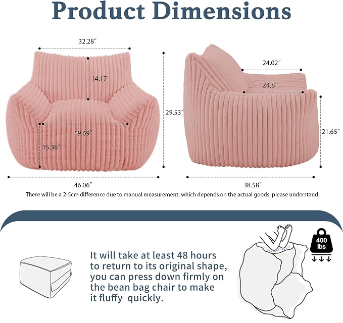 Giant Plush Bean Bag Chair for Adults - Image 2
