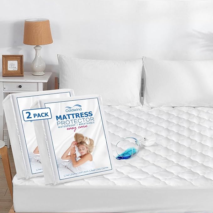 2 Pack Twin Mattress Pad Waterproof Mattress Protector, Quilted Twin Size by LoveHome%C2%B7LoveLife
