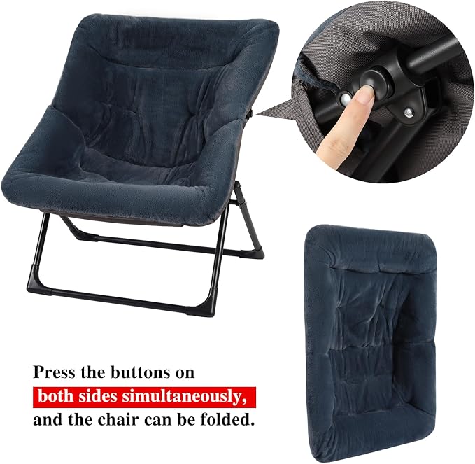 Comfy Saucer Chair for Adults, Soft Faux Fur Bedroom Chair - Image 9